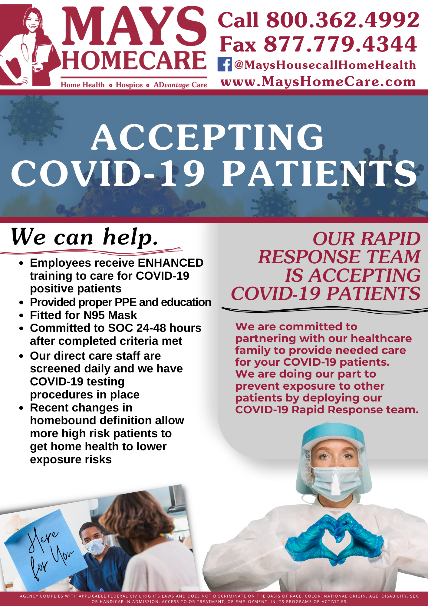 Here to Help: Accepting COVID-19 Patients - Mays Home Care